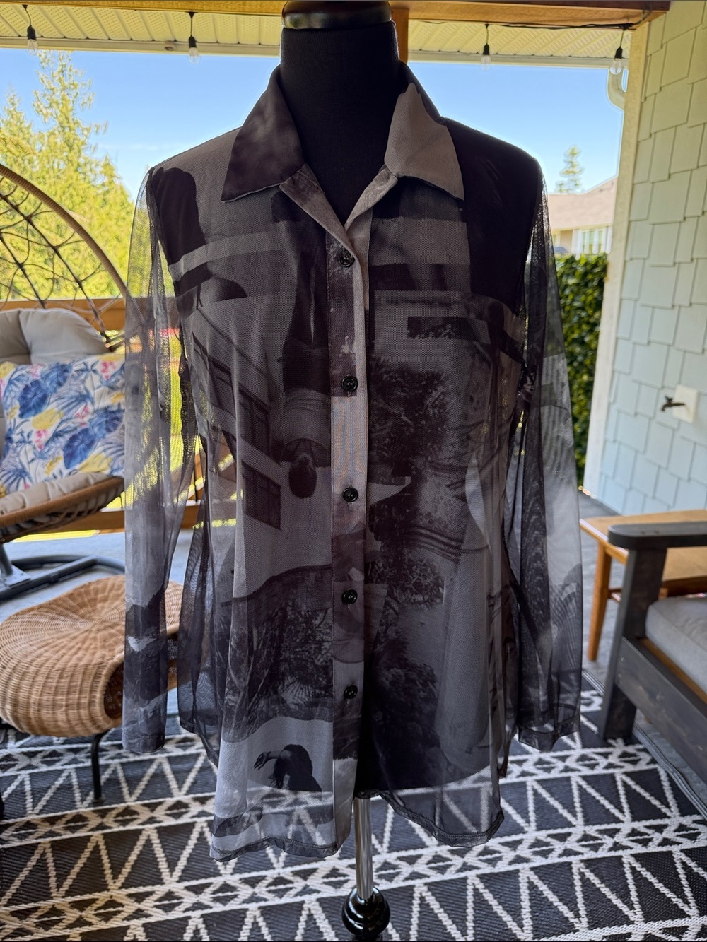 Sympli | Echoes of Her Sheer / Mesh Button Down Top